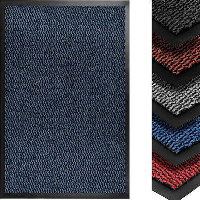 Heavy Duty Indoor & Outdoor Rubber Non-Slip Absorbent Barrier Mat - Blue 80 x 140 cm