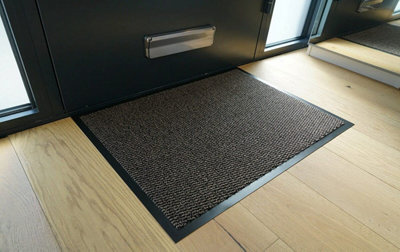 Heavy Duty Indoor & Outdoor Rubber Non-Slip Absorbent Barrier Mat - Brown 120 x 180 cm