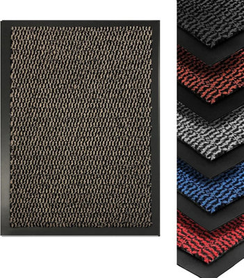 Heavy Duty Indoor & Outdoor Rubber Non-Slip Absorbent Barrier Mat - Brown 80 x 140 cm
