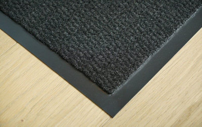 Heavy Duty Indoor & Outdoor Rubber Non-Slip Absorbent Barrier Mat - Charcoal 120 x 180 cm