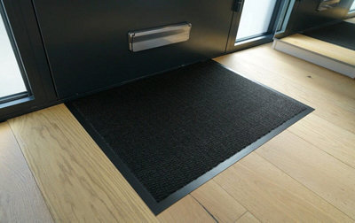 Heavy Duty Indoor & Outdoor Rubber Non-Slip Absorbent Barrier Mat - Charcoal 60 x 80 cm