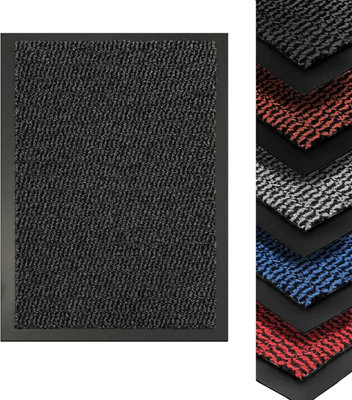 Heavy Duty Indoor & Outdoor Rubber Non-Slip Absorbent Barrier Mat - Charcoal 90 x 150 cm
