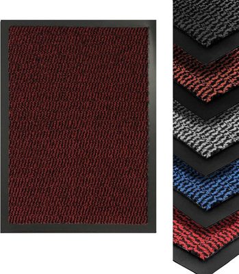 Heavy Duty Indoor & Outdoor Rubber Non-Slip Absorbent Barrier Mat - Red 80 x 140 cm