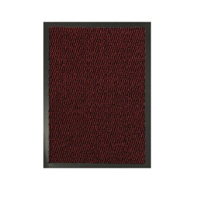 Heavy Duty Indoor & Outdoor Rubber Non-Slip Absorbent Barrier Mat - Red 90 x 300 cm