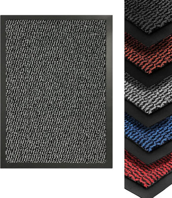 Heavy Duty Indoor & Outdoor Rubber Non-Slip Absorbent Barrier Mat - Silver Grey 60 x 180 cm