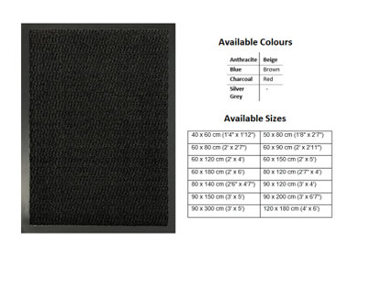 Heavy Duty Indoor & Outdoor Rubber Non-Slip Absorbent Barrier Mat - Silver Grey 80 x 140 cm