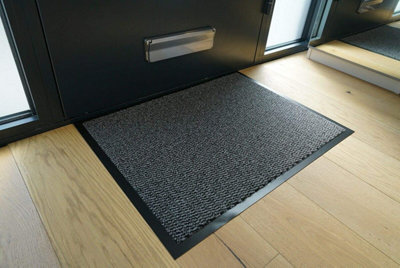 Heavy Duty Indoor & Outdoor Rubber Non-Slip Absorbent Barrier Mat - Silver Grey 90 x 120 cm - 3