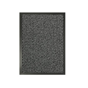 Heavy Duty Indoor & Outdoor Rubber Non-Slip Absorbent Floor & Kitchen Barrier Mat - Silver Grey 40 x 60