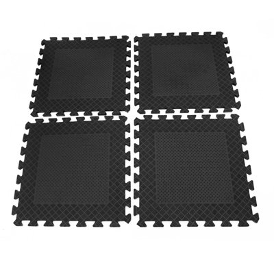 Heavy Duty Interlocking Rubber Gym Mats Garage Flooring Tiles Commercial  4pcs