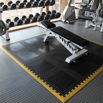 Heavy Duty Interlocking Rubber Gym Mats Garage Flooring Tiles Commercial 4pcs
