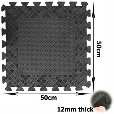 Heavy Duty Interlocking Rubber Gym Mats Garage Flooring Tiles Commercial 4pcs - 3