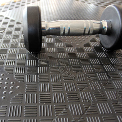 Heavy Duty Interlocking Rubber Gym Mats Garage Flooring Tiles Commercial 4pcs - 5
