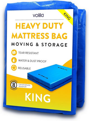 Heavy Duty King Mattress Cover for Moving Waterproof Zippered Storage Bag with Handles, Protects from Dust, Pests & Stains