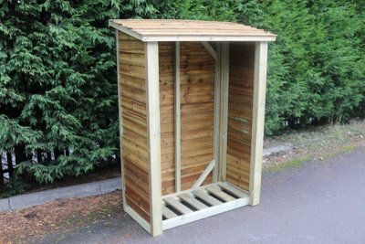 Heavy Duty Log Store - Outdoor Firewood Wooden Garden Timber Log Store - L60 x W120 x H180 cm - Minimal Assembly Required - 4