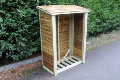 Heavy Duty Log Store - Outdoor Firewood Wooden Garden Timber Log Store - L60 x W120 x H180 cm - Minimal Assembly Required - 6