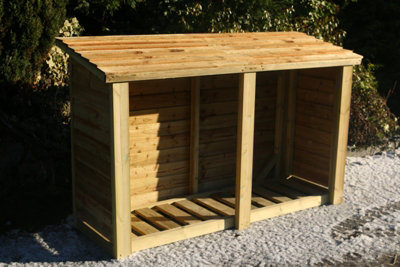Heavy Duty Log Store - Outdoor Firewood Wooden Garden Timber Log Store - L60 x W180 x H120 cm - Minimal Assembly Required - 4