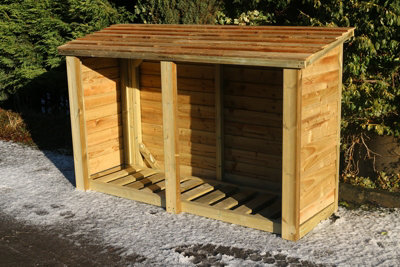 Heavy Duty Log Store - Outdoor Firewood Wooden Garden Timber Log Store - L60 x W180 x H120 cm - Minimal Assembly Required - 5