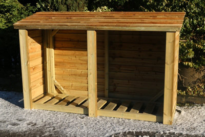 Heavy Duty Log Store - Outdoor Firewood Wooden Garden Timber Log Store - L60 x W180 x H120 cm - Minimal Assembly Required - 6