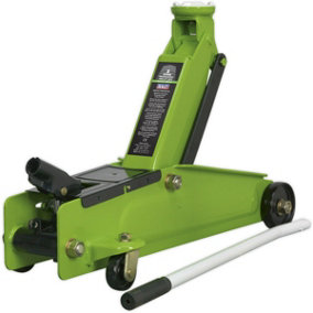 Heavy Duty Long Chassis Trolley Jack - 3000kg Limit - 432mm Max Height - Green