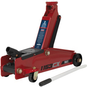 Heavy Duty Long Chassis Trolley Jack - 3000kg Limit - 432mm Max Height - Red