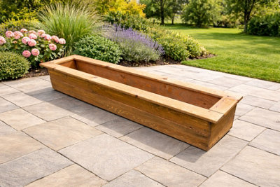 Heavy Duty Long Garden Wooden Planter Ready Made Patio Flower Pot ...