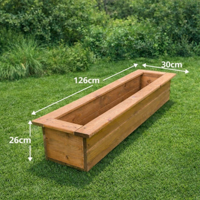 Heavy Duty Long Garden Wooden Planter Ready Made Patio Flower Pot ...