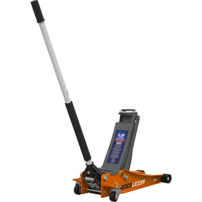 Heavy-Duty Low Entry Trolley Jack - 2250kg Capacity - Twin Piston - 495mm Maximum Height - Orange