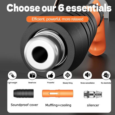 Heavy Duty Manual Steel Nail Gun Kit - 5 Power Levels for Concrete, Brick & Steel