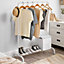 Heavy Duty Metal Clothes Rail Stand Hanging Storage Shelf Bedroom Garment Rack - White