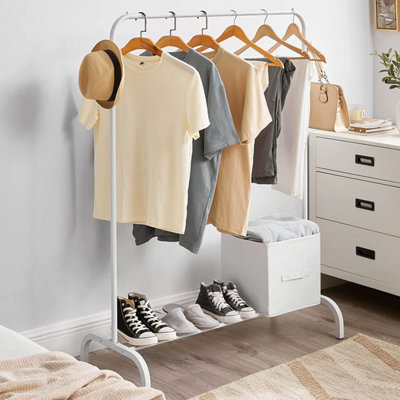 Heavy Duty Metal Clothes Rail Stand Hanging Storage Shelf Bedroom