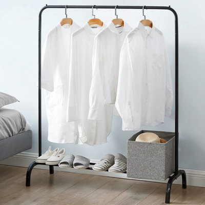 Heavy Duty Metal Clothes Rail Stand Hanging Storage Shelf Bedroom Garment  Rack - White