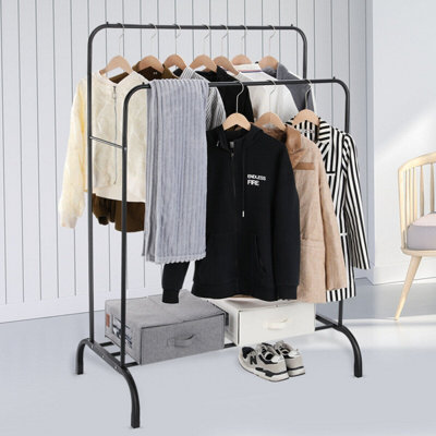 Heavy Duty Metal Double Rail Clothes Garment Hanging Racks Shelf ...