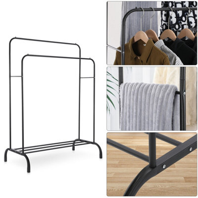 Heavy Duty Metal Double Rail Clothes Garment Hanging Racks Shelf ...