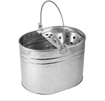 Heavy Duty Metal Mop Bucket - Galvanised Strong 16 Litre Capacity Reinforced Heavy Duty Thick Metal Steel