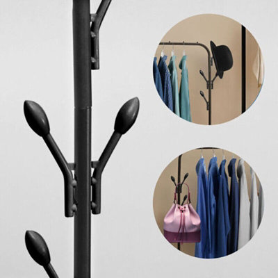 Heavy Duty Metal Single Rail Clothes Garment Hanging Rack Shelf Stand BLACK