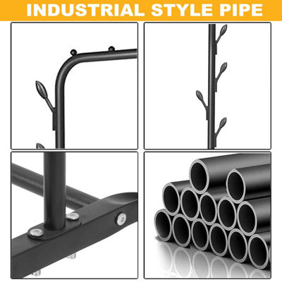Heavy Duty Metal Single Rail Clothes Garment Hanging Rack Shelf Stand BLACK