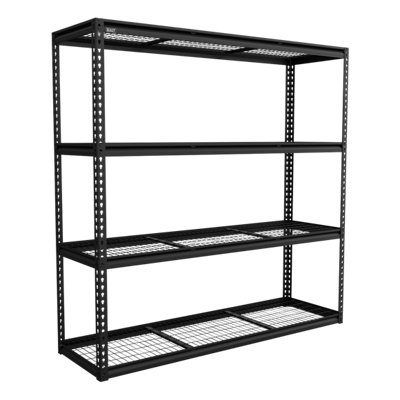 Heavy-Duty Modular Racking Unit with 4 Mesh Shelves 300kg Capacity Per ...