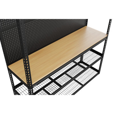 Heavy-Duty Modular Workbench with Racking & Pegboard 1820mm 300kg ...