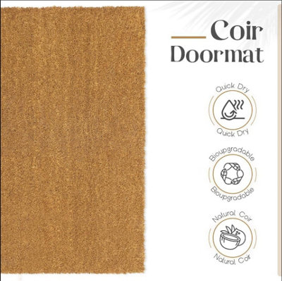 Heavy Duty Natural Coconut COIR Foyer Lobby Reception Entrance Door Mat Matting - Perfect for Indoor and Outdoor - 1mx2m