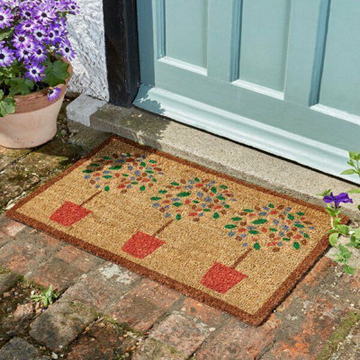 Heavy Duty Natural Coir 3 Bay Trees Door Mat Entrance Floor Indoor Outdoor Pots