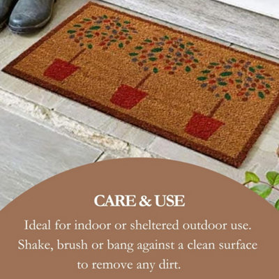 Heavy Duty Natural Coir 3 Bay Trees Door Mat Entrance Floor Indoor Outdoor Pots