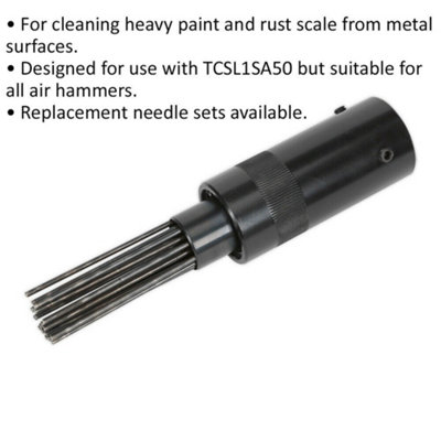 RETYLY 19-Pin Descaler Needle Tool Kit – Fits Chisel Hammers For Removing Paint, Rust & Slag (Screw-On Design)