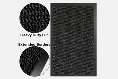 Heavy Duty Non-slip Rubber Back Entrance Rug Anthracite - 60 x 120