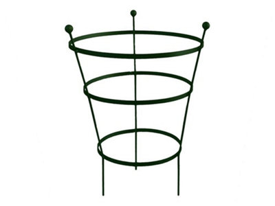 Heavy Duty Peony Cage Plant Support -  62cm Tall - Plastic Coated Green - Single