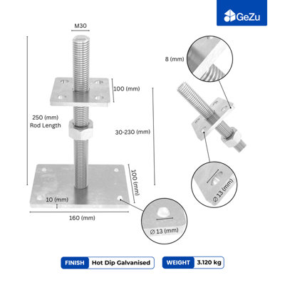 Heavy Duty Pergola Post Hot Dip Galvanised Fence Post Support for ...