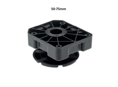 Heavy duty plastic black, furniture, adjustable plinth feet leg, up to 450kg - 50-75mm - set of 4