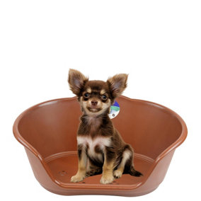 Heavy Duty Plastic Waterproof Pet Dog/Cat Bed Basket Small Brown Puppy Waterproof