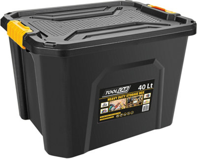 Heavy Duty Polypropylene 40 Litre Storage Box with Clip on Lid DIY at B&Q