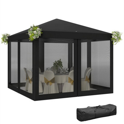 Heavy Duty Pop Up Gazebo with Removable Mesh Sidewall Black