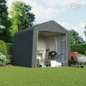 Heavy Duty Portable Shed/Garage for Storage, Galvanised Steel Frame, Waterproof Polyethylene Cover with Apex Roof (10 x 10ft)